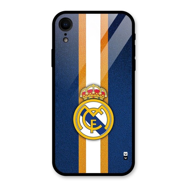 Real Madrid Stripes Glass Back Case for iPhone XR