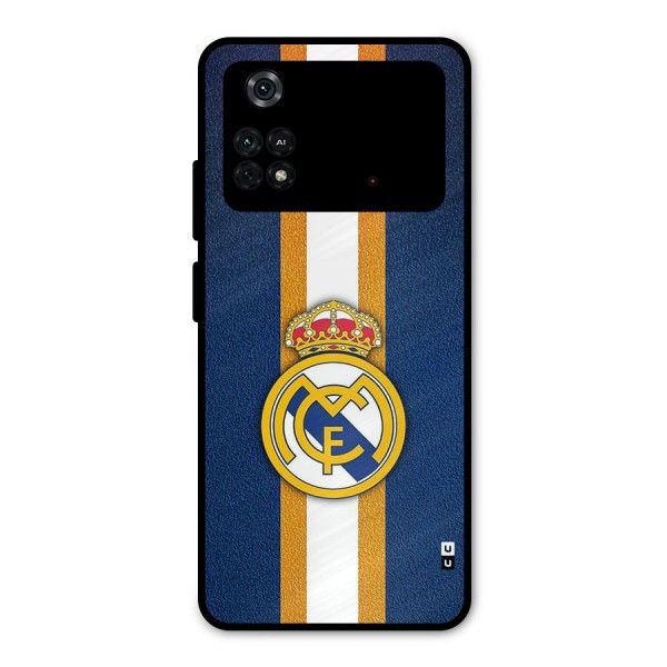 Real Madrid Stripes Metal Back Case for Poco M4 Pro 4G