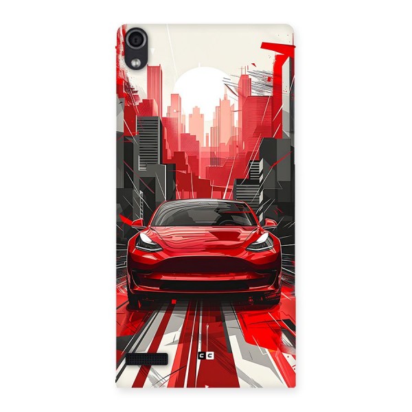Red And Black Car Back Case for Ascend P6