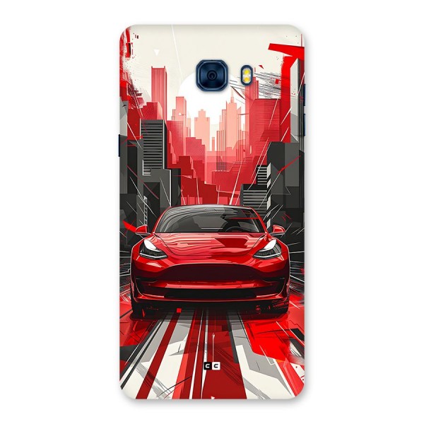 Red And Black Car Back Case for Galaxy C7 Pro