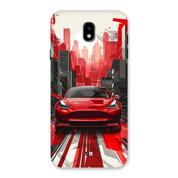 Red And Black Car Back Case for Galaxy J7 Pro