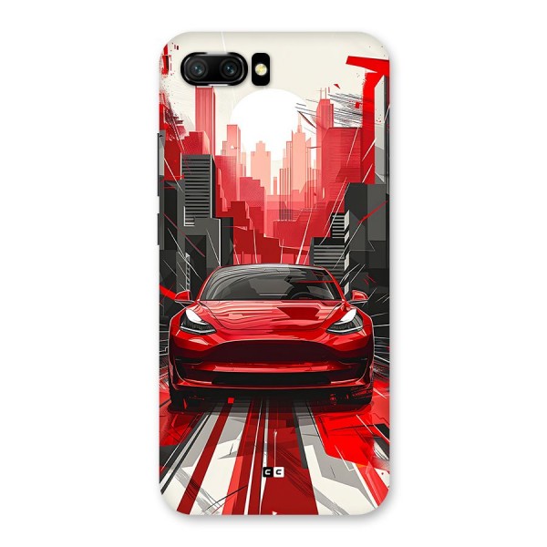 Red And Black Car Back Case for Honor 10