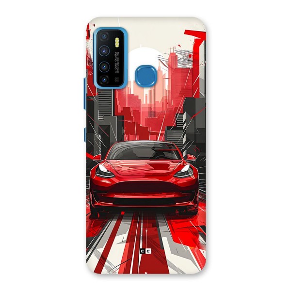 Red And Black Car Back Case for Infinix Hot 9