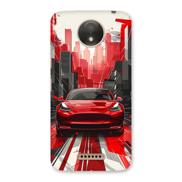 Red And Black Car Back Case for Moto C Plus