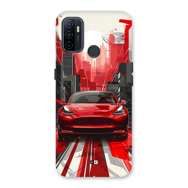Red And Black Car Back Case for Oppo A33 (2020)
