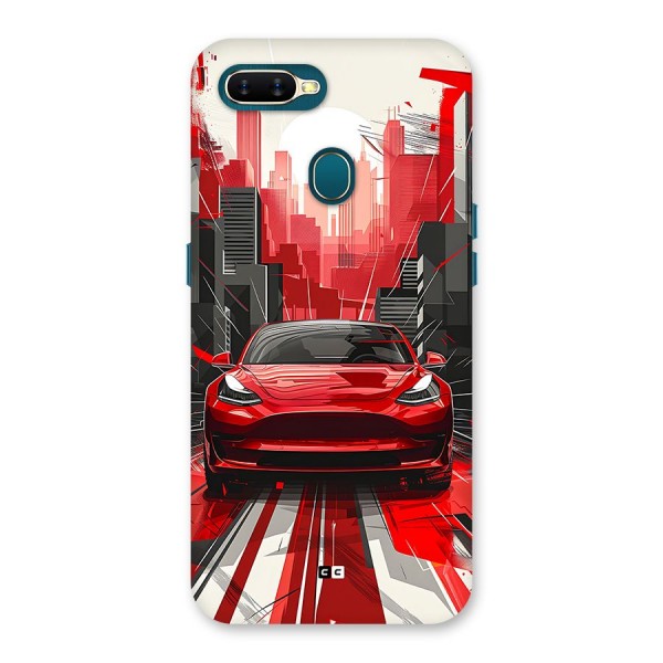 Red And Black Car Back Case for Oppo A7
