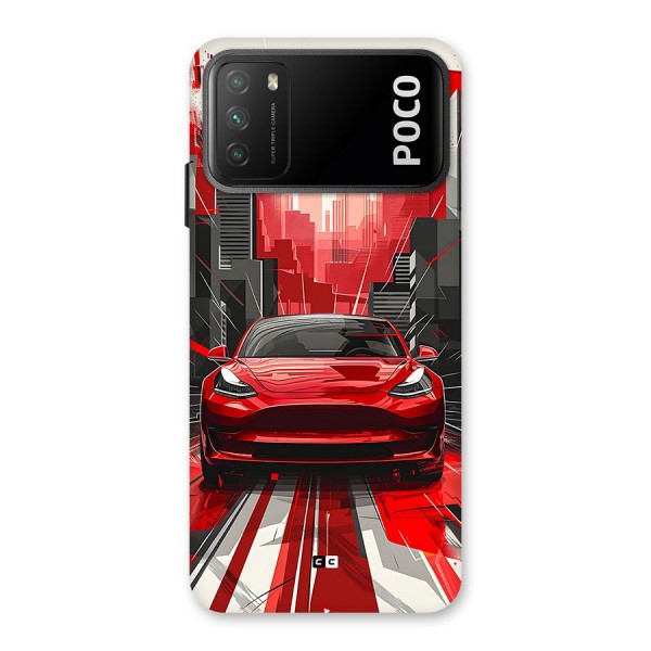 Red And Black Car Back Case for Poco M3