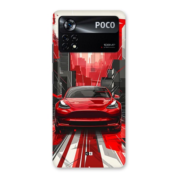 Red And Black Car Back Case for Poco X4 Pro 5G