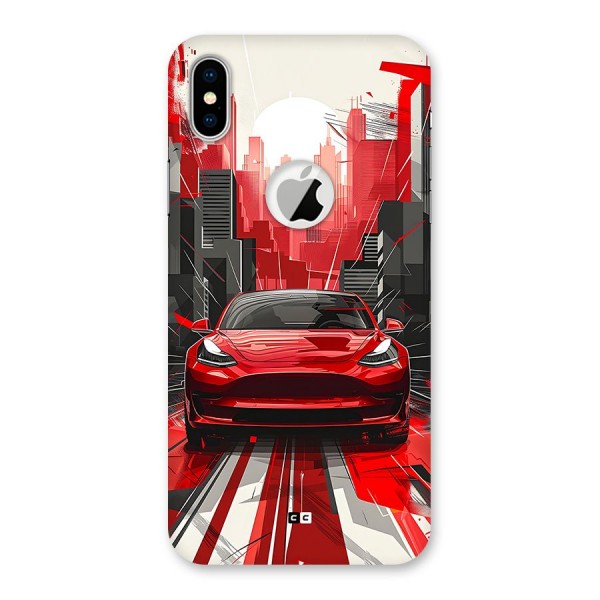 Red And Black Car Back Case for iPhone XS Logo Cut