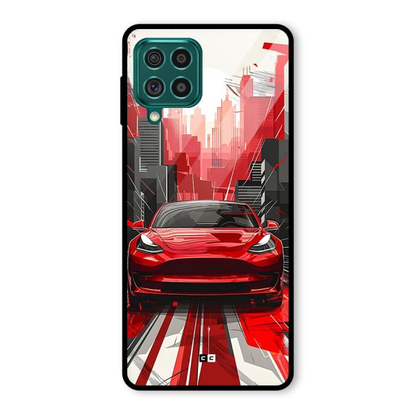 Red And Black Car Glass Back Case for Galaxy F62