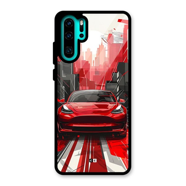 Red And Black Car Glass Back Case for Huawei P30 Pro