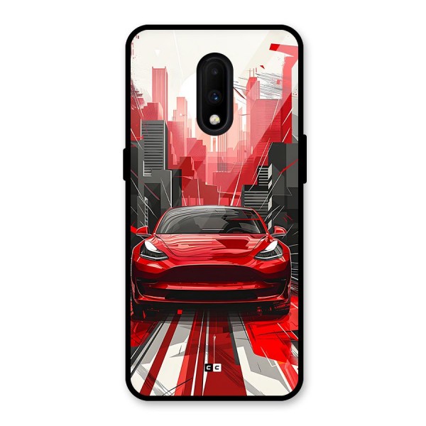 Red And Black Car Glass Back Case for OnePlus 7