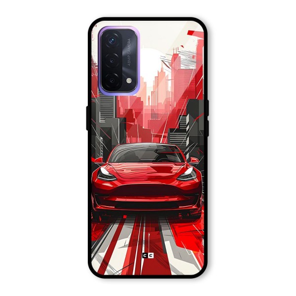 Red And Black Car Glass Back Case for Oppo A74 5G