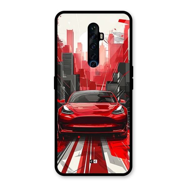 Red And Black Car Glass Back Case for Oppo Reno2 Z