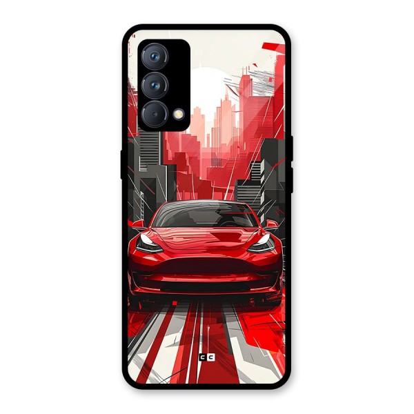 Red And Black Car Glass Back Case for Realme GT Master Edition