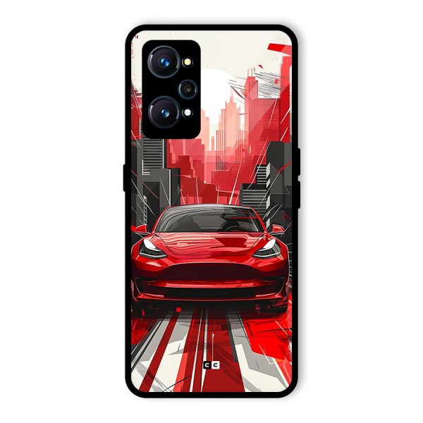 Red And Black Car Glass Back Case for Realme GT Neo2