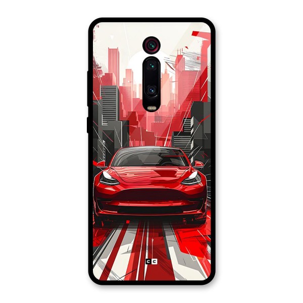 Red And Black Car Glass Back Case for Redmi K20 Pro