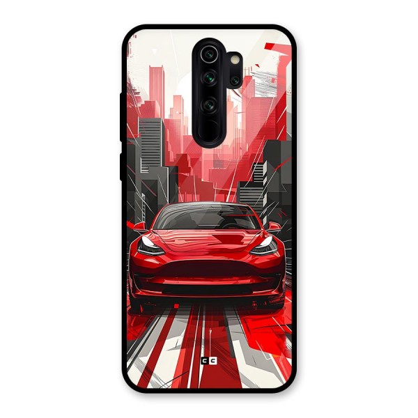 Red And Black Car Glass Back Case for Redmi Note 8 Pro