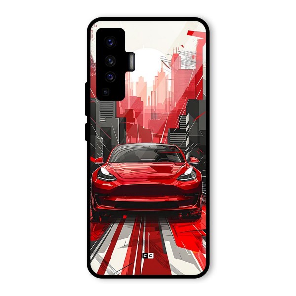 Red And Black Car Glass Back Case for Vivo X50