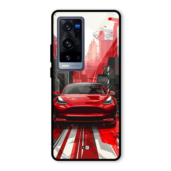 Red And Black Car Glass Back Case for Vivo X60 Pro Plus