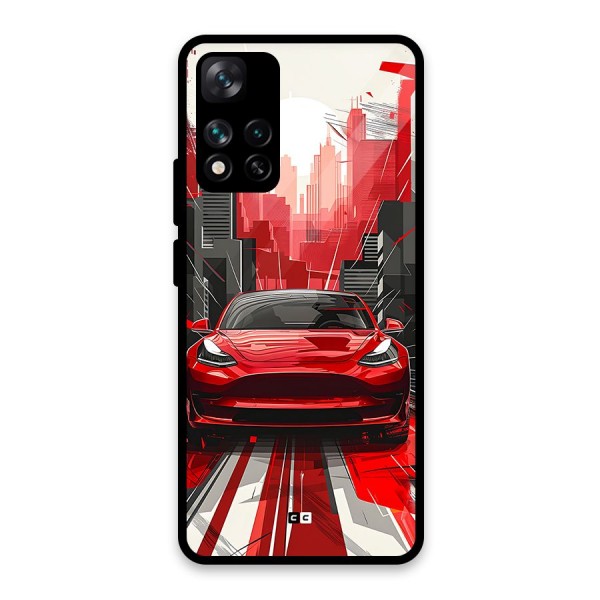 Red And Black Car Glass Back Case for Xiaomi 11i 5G