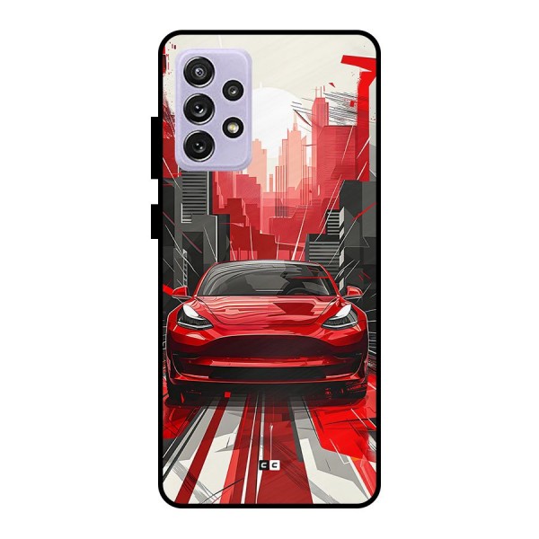 Red And Black Car Metal Back Case for Galaxy A72