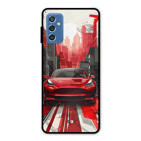 Red And Black Car Metal Back Case for Galaxy M52 5G