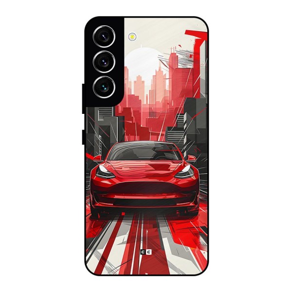 Red And Black Car Metal Back Case for Galaxy S22 5G