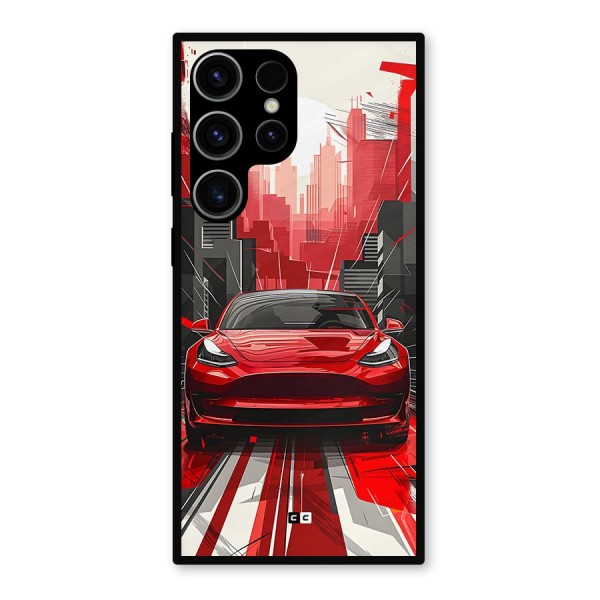 Red And Black Car Metal Back Case for Galaxy S23 Ultra