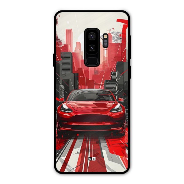 Red And Black Car Metal Back Case for Galaxy S9 Plus