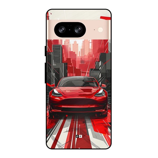 Red And Black Car Metal Back Case for Google Pixel 8