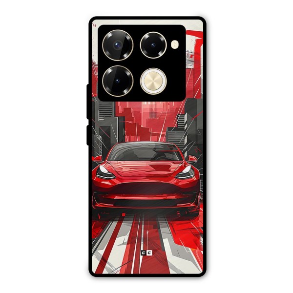 Red And Black Car Metal Back Case for Infinix Note 40 Pro Plus