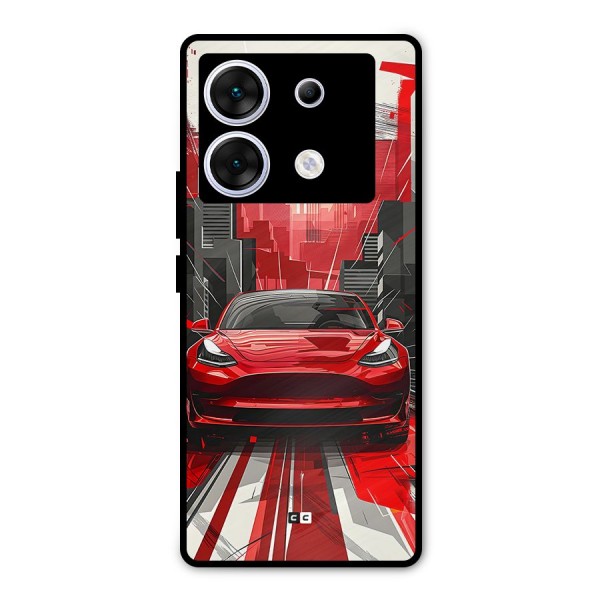 Red And Black Car Metal Back Case for Infinix Zero 30 5G