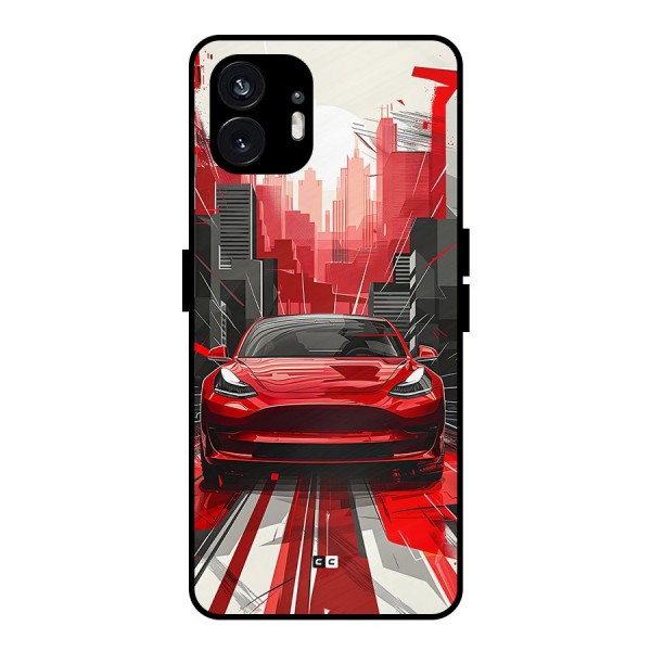 Red And Black Car Metal Back Case for Nothing Phone 2