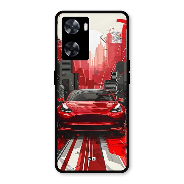 Red And Black Car Metal Back Case for Oppo A57 2022