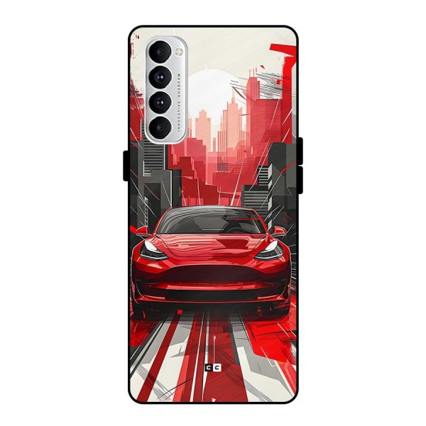 Red And Black Car Metal Back Case for Oppo Reno4 Pro