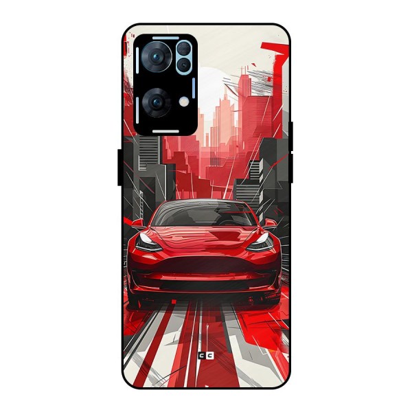 Red And Black Car Metal Back Case for Oppo Reno7 Pro 5G
