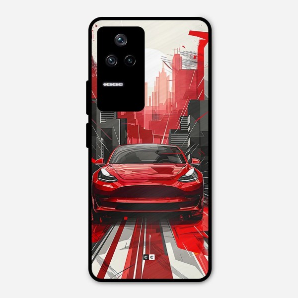 Red And Black Car Metal Back Case for Poco F4 5G