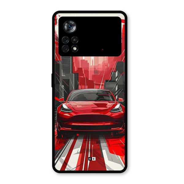 Red And Black Car Metal Back Case for Poco X4 Pro 5G
