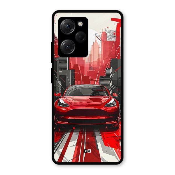 Red And Black Car Metal Back Case for Poco X5 Pro