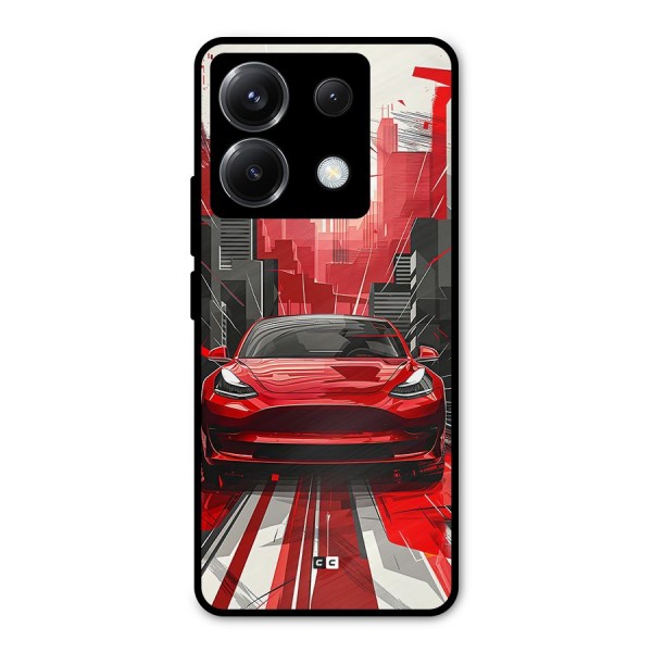 Red And Black Car Metal Back Case for Poco X6