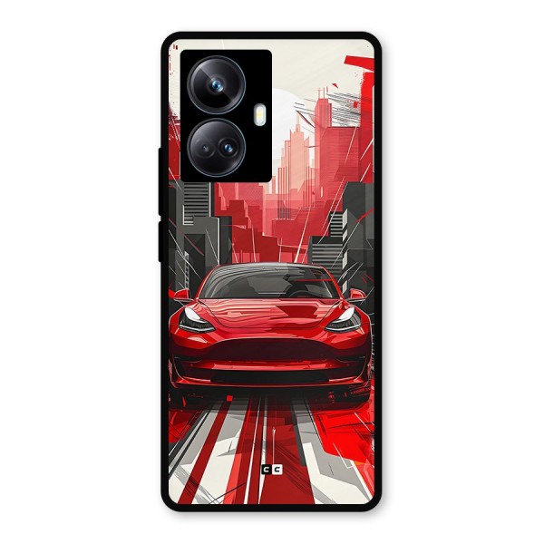 Red And Black Car Metal Back Case for Realme 10 Pro Plus