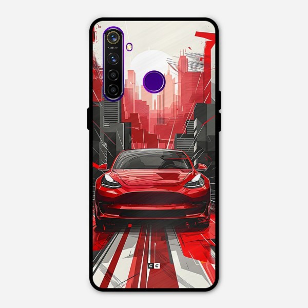 Red And Black Car Metal Back Case for Realme 5 Pro