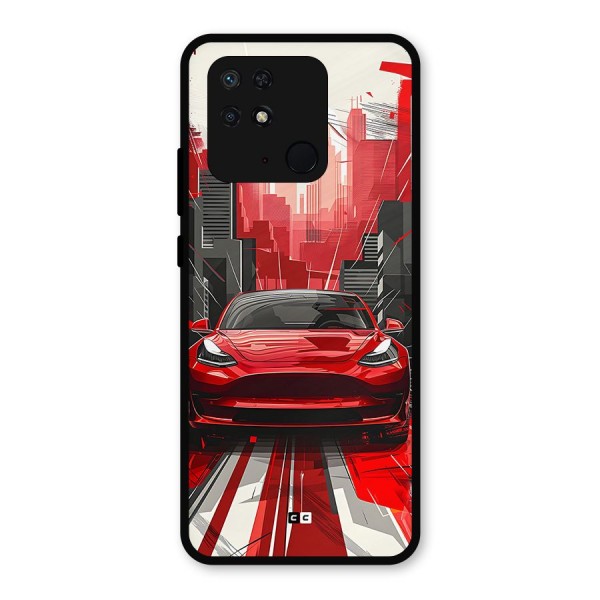 Red And Black Car Metal Back Case for Redmi 10 Power