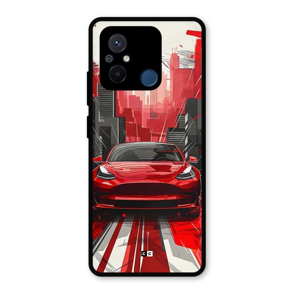 Red And Black Car Metal Back Case for Redmi 12C
