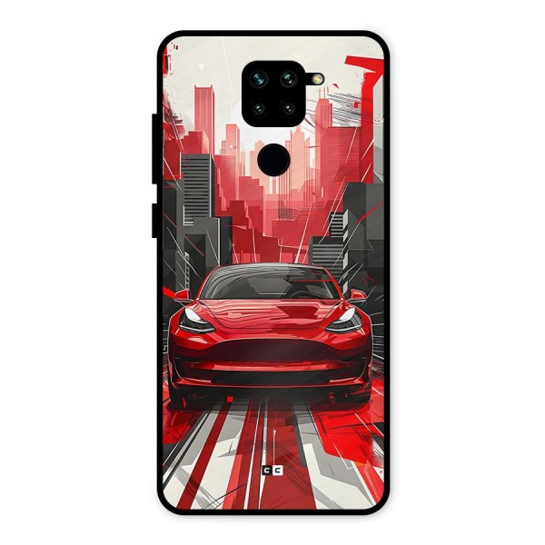 Red And Black Car Metal Back Case for Redmi Note 9