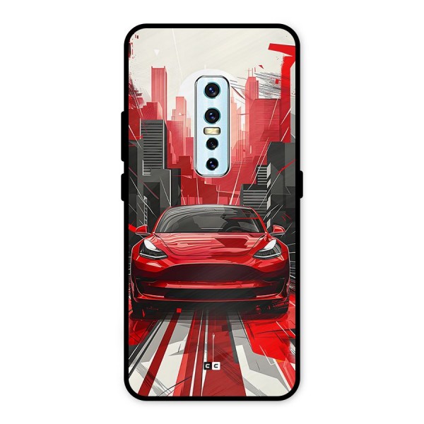 Red And Black Car Metal Back Case for Vivo V17 Pro