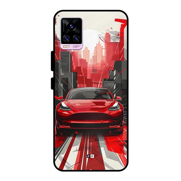 Red And Black Car Metal Back Case for Vivo V20 Pro