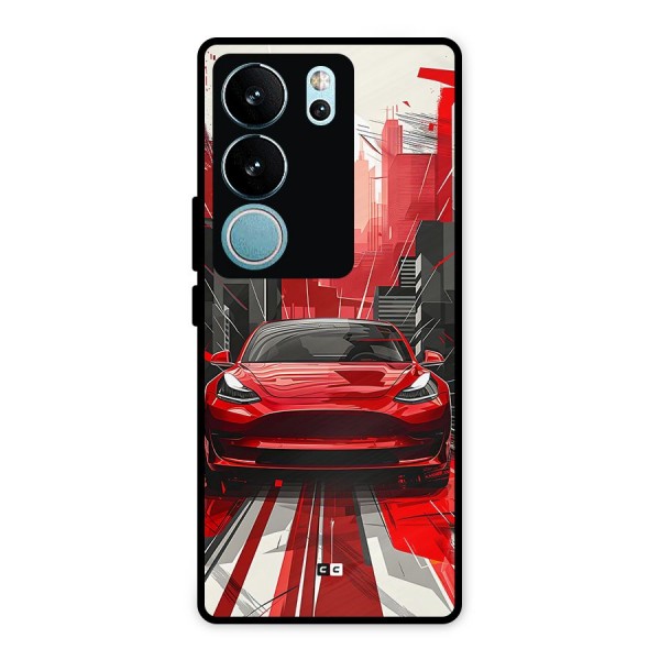 Red And Black Car Metal Back Case for Vivo V29