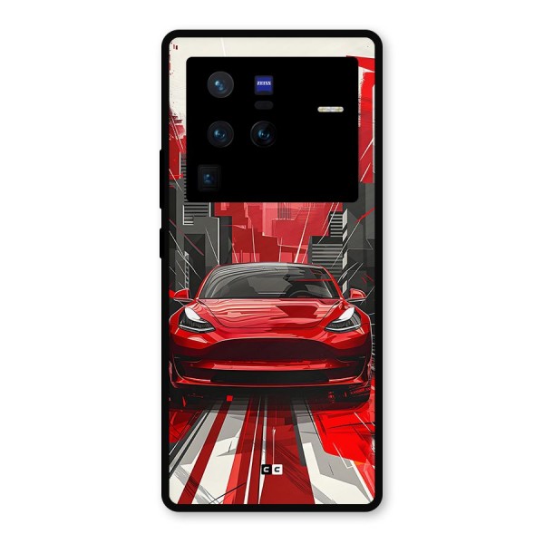 Red And Black Car Metal Back Case for Vivo X80 Pro